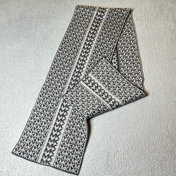 MICHAEL Michael Kors Scarf Womens OS Gray MK‎ Logo Print Acrylic Scarf - Picture 1 of 6